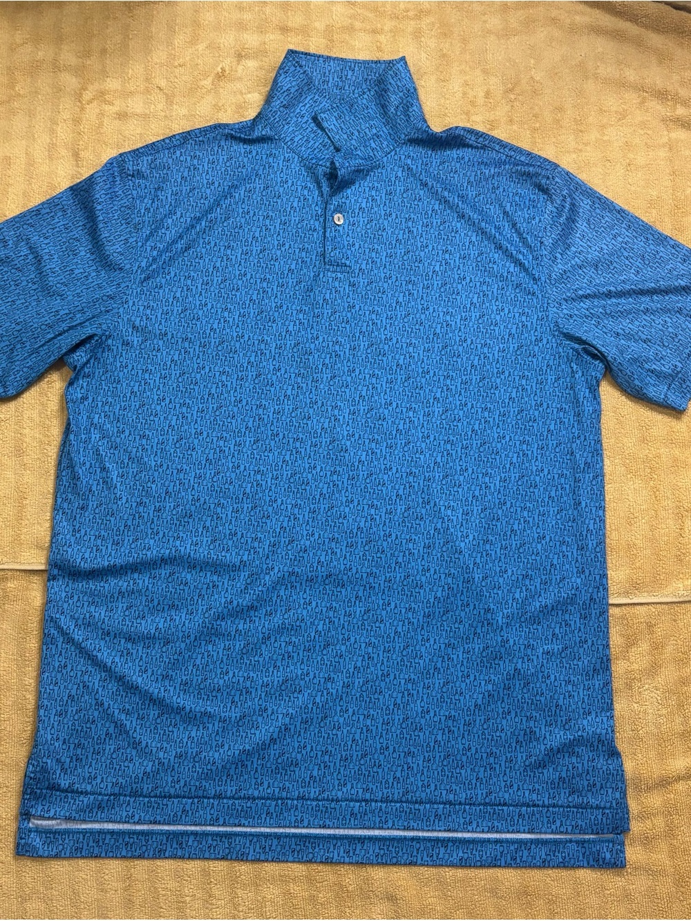 Peter Millar Featherweight Polo XL Blue Liquor Bottle Print